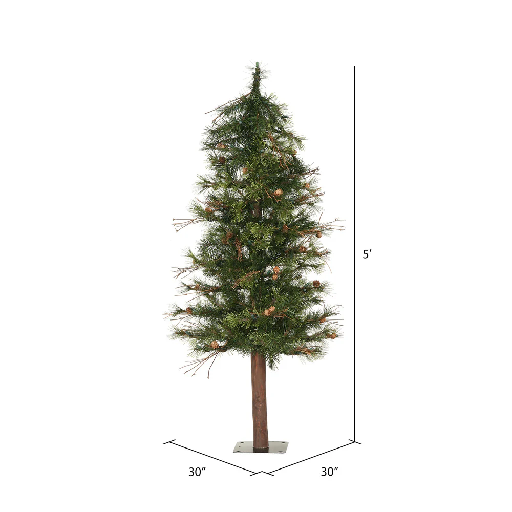 5'Hx30"W Mixed Country Artificial Alpine Tree w/Pinecone & Grapevine, Unlit -Green/Brown - Image 2