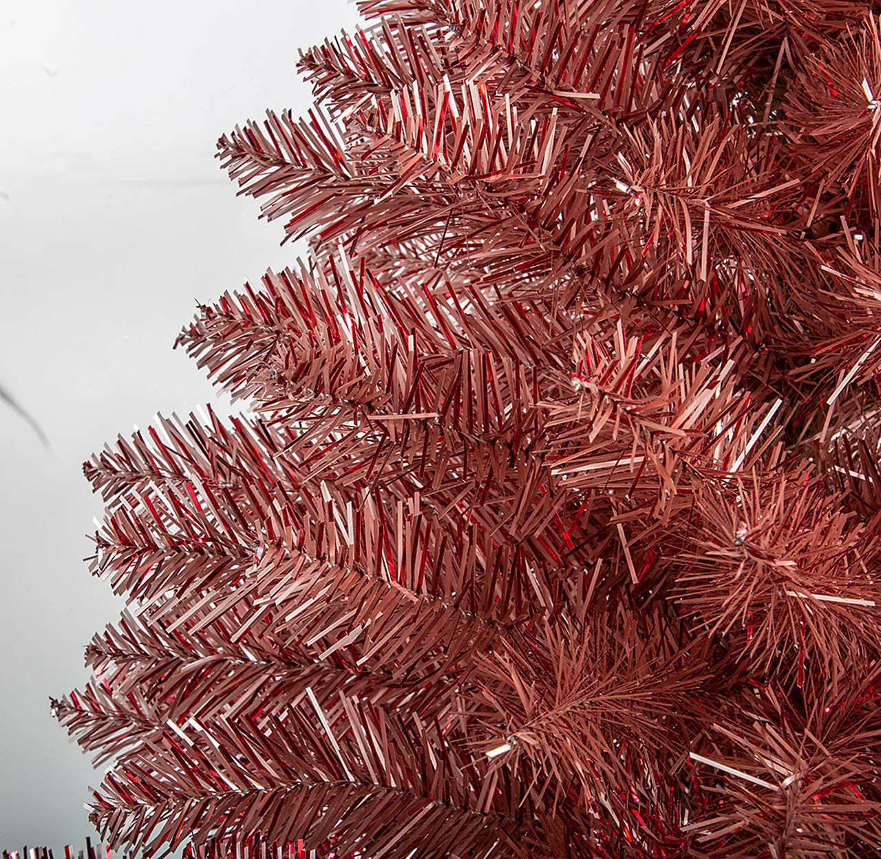 5'Hx30"W Tinsel Ombre Artificial Christmas Tree, Unlit -Pink/Red - Image 3