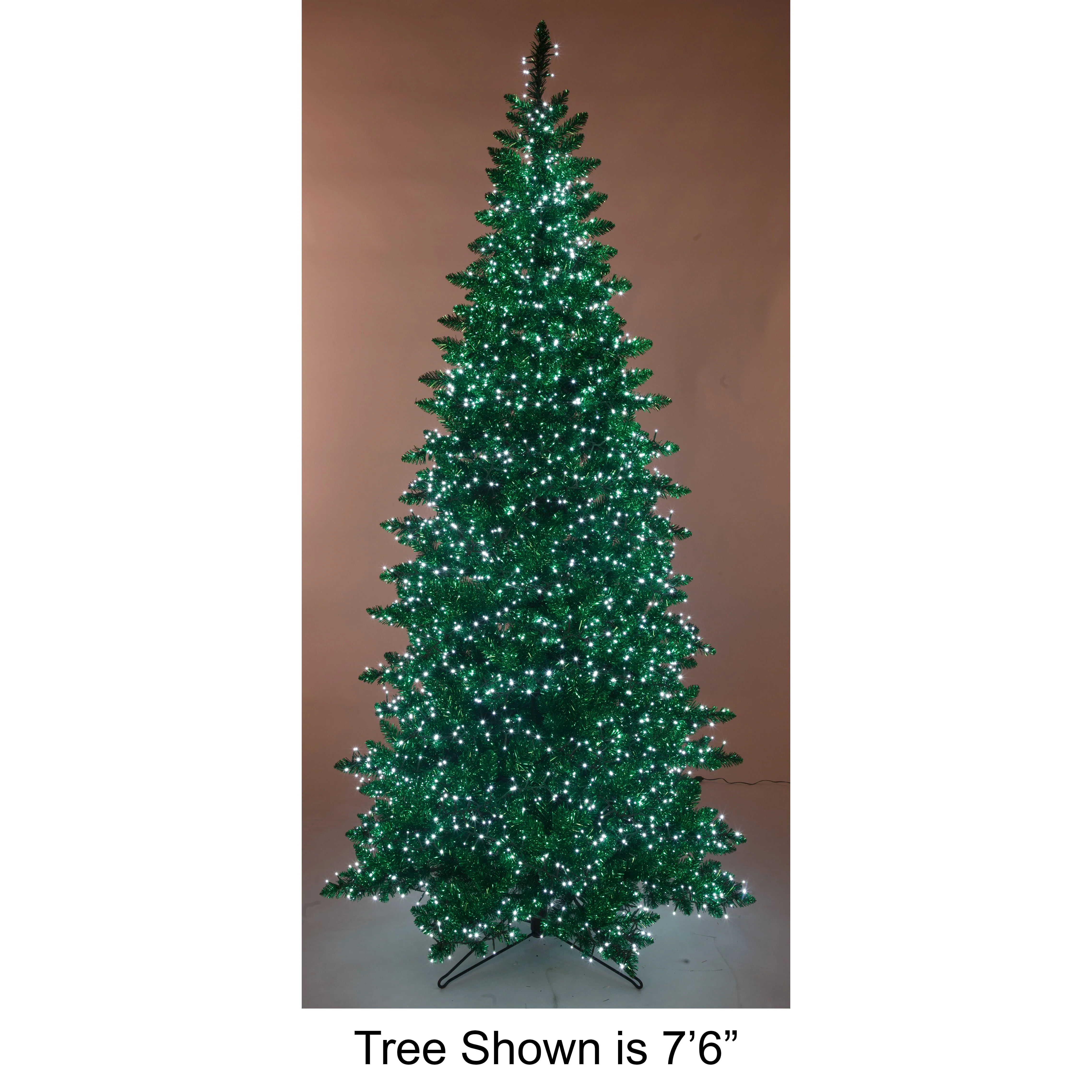 5'Hx32"W Tinsel Sparkling Artificial Christmas Tree, Micro LED Pre-Lit (Cool White) -Green