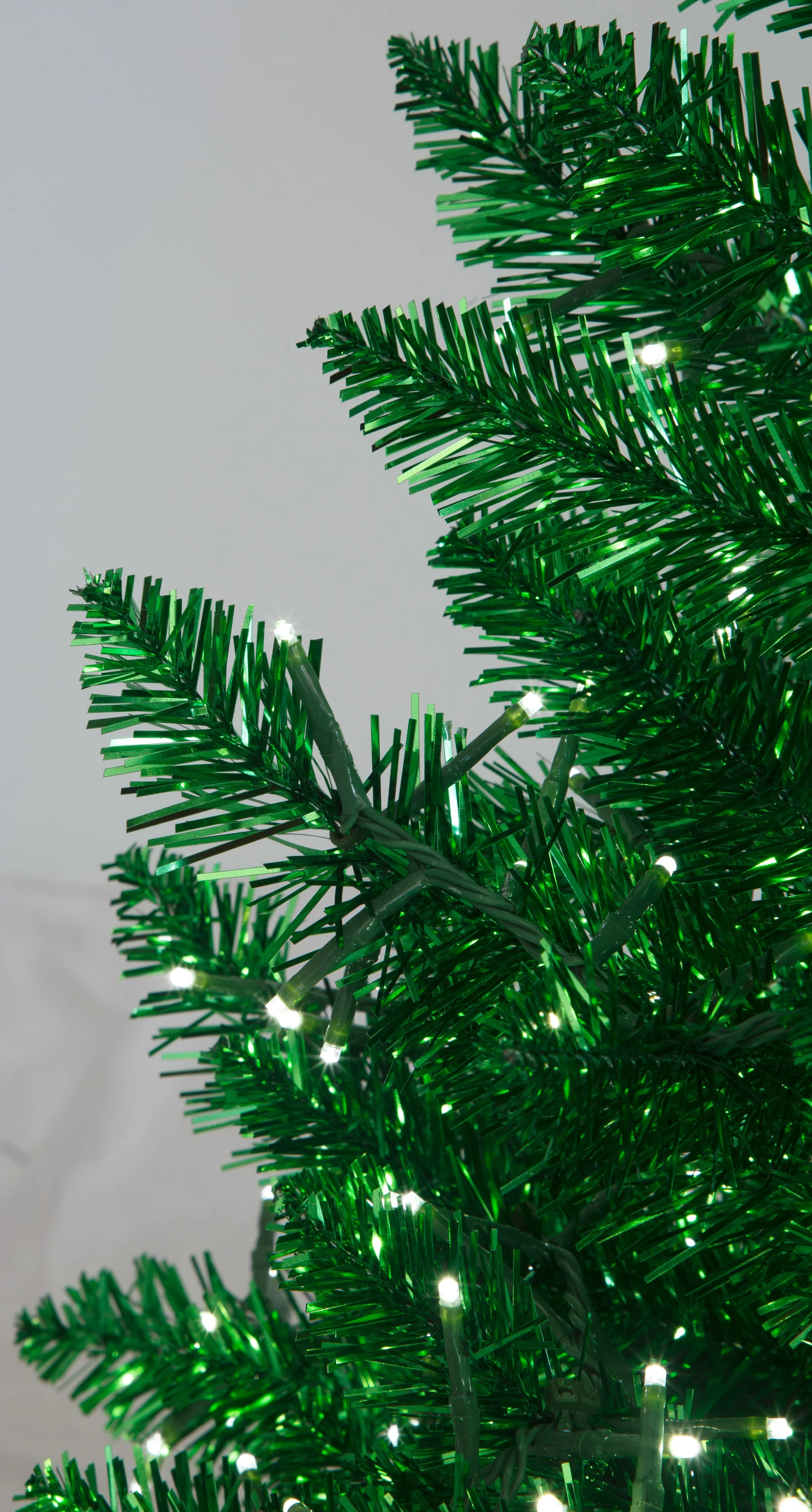 5'Hx32"W Tinsel Sparkling Artificial Christmas Tree, Micro LED Pre-Lit (Cool White) -Green - Image 2