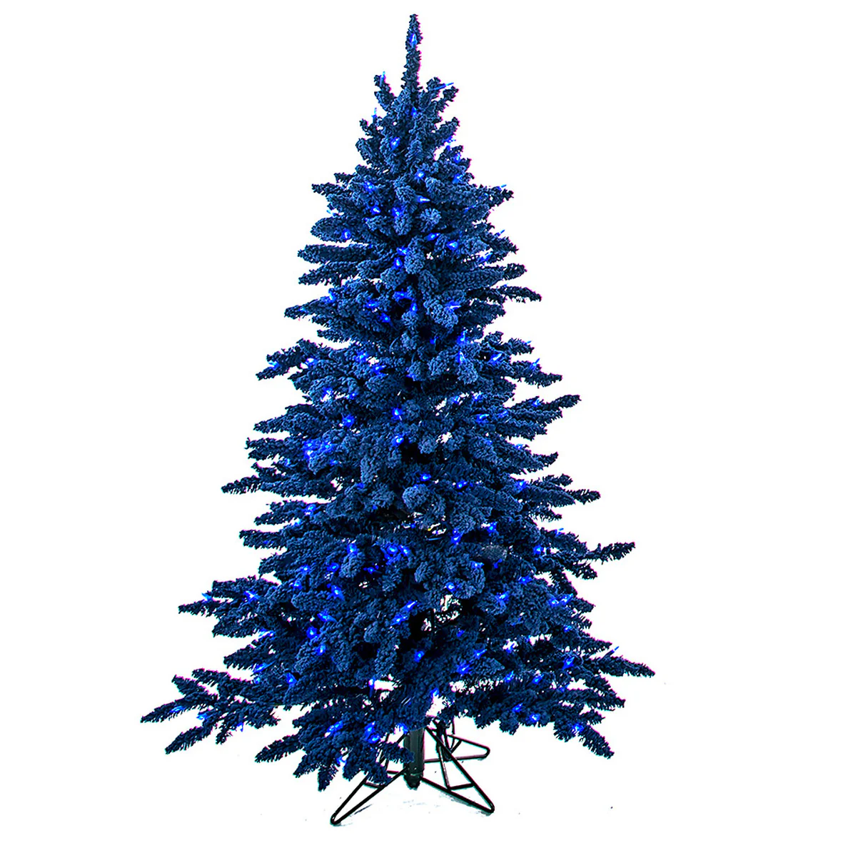 5'Hx33"W Flocked Marin Artificial Christmas Tree, LED Pre-Lit (Blue) -Navy Blue