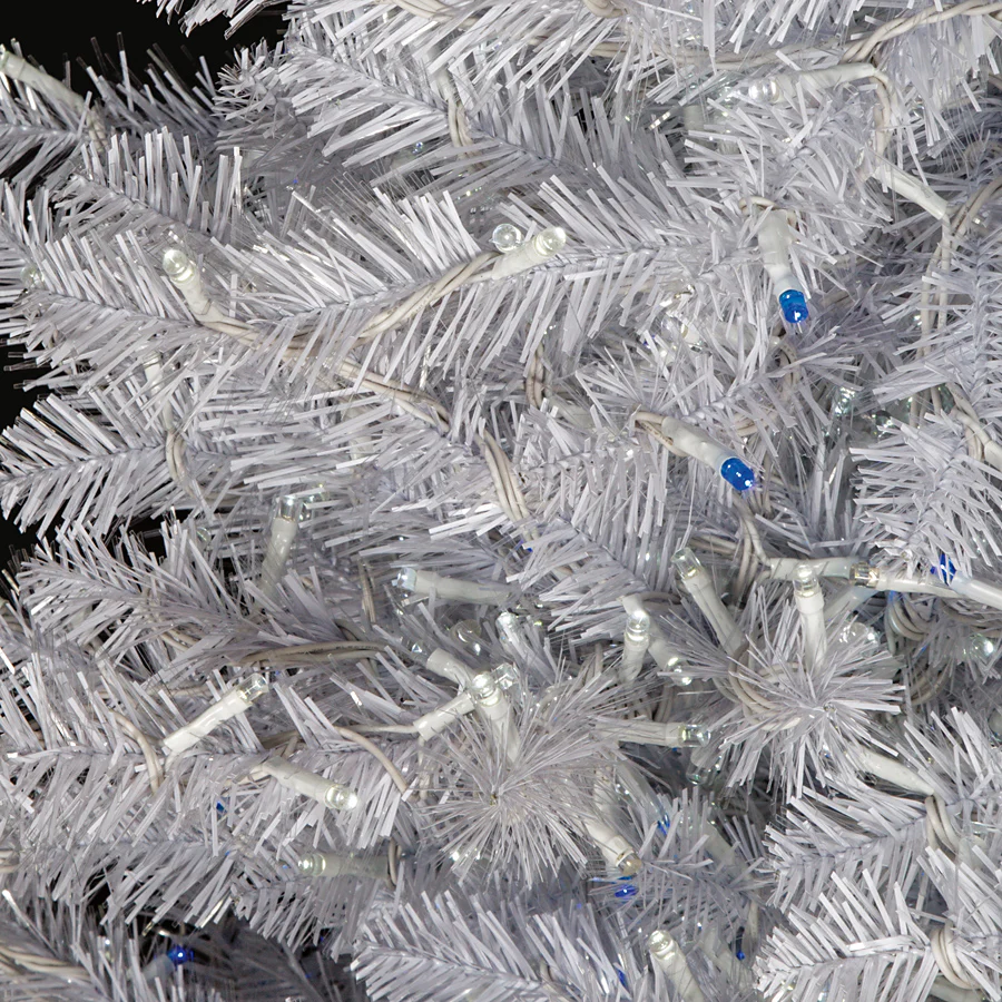 5'Hx35"W Park Avenue Slim Artificial Christmas Tree, LED Pre-Lit (White+Blue, Multi-Mode) -White - Image 3
