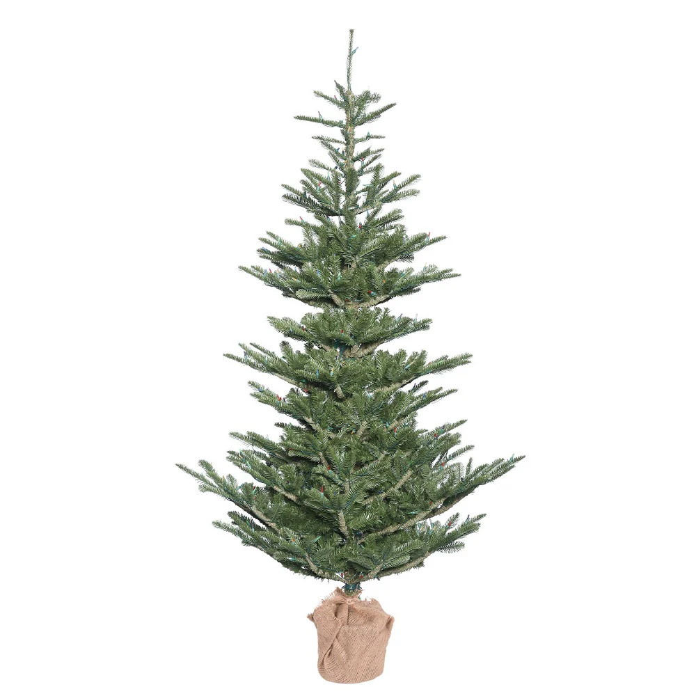 5'Hx40"W PE Alberta Spruce Artificial Christmas Tree w/Burlap Base, Unlit -Green