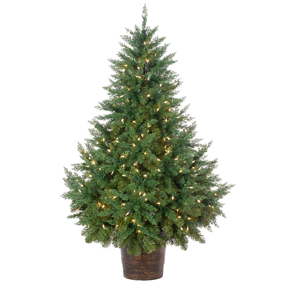 5'Hx43"W Cedar Artificial Tree w/Plastic Pot, LED Pre-Lit -Green