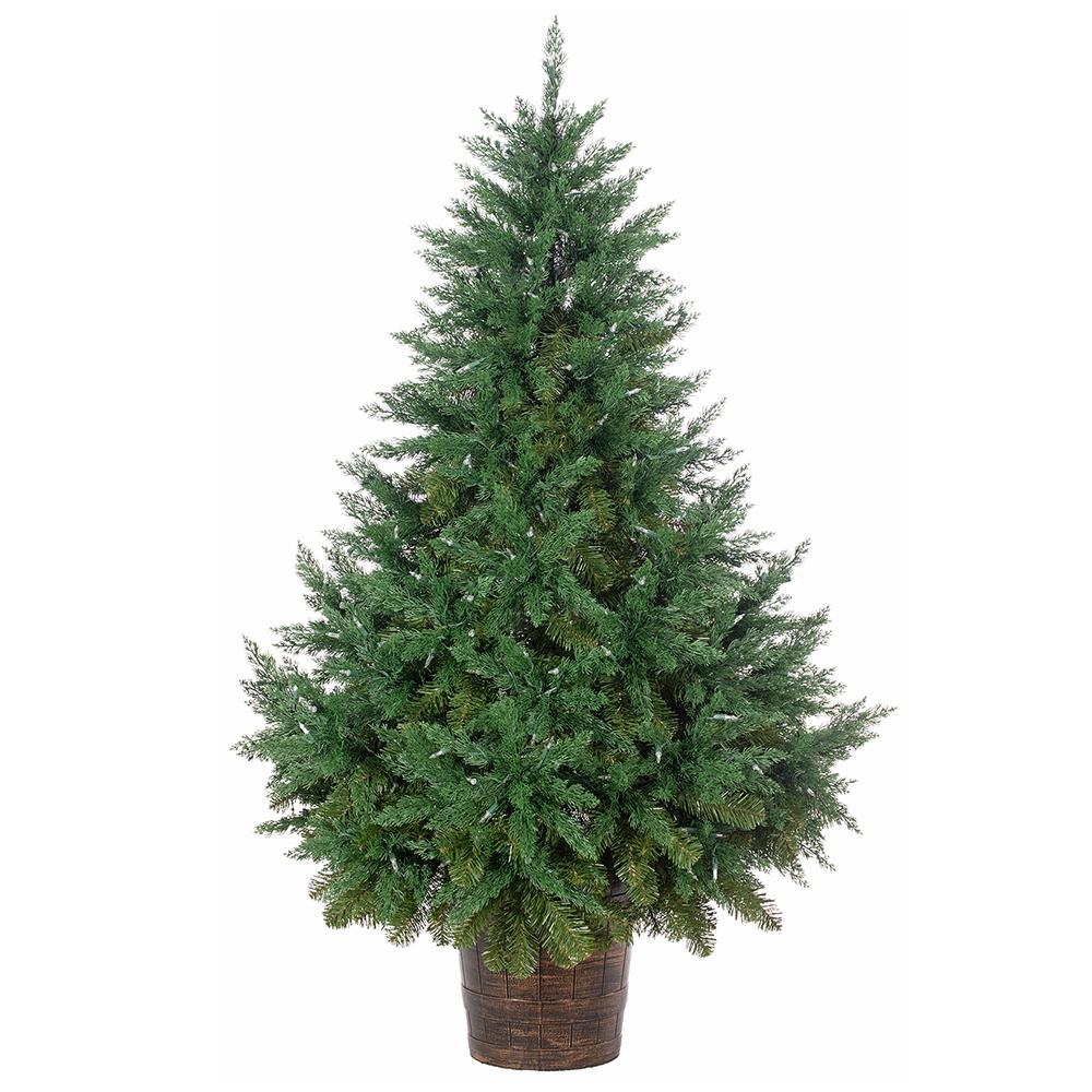 5'Hx43"W Cedar Artificial Tree w/Plastic Pot, LED Pre-Lit -Green - Image 3