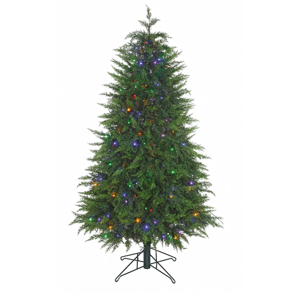 5'x35"W PE Slim Northern Cedar Artificial Christmas Tree, Micro LED Pre-Lit (Multi-Mode) -Green