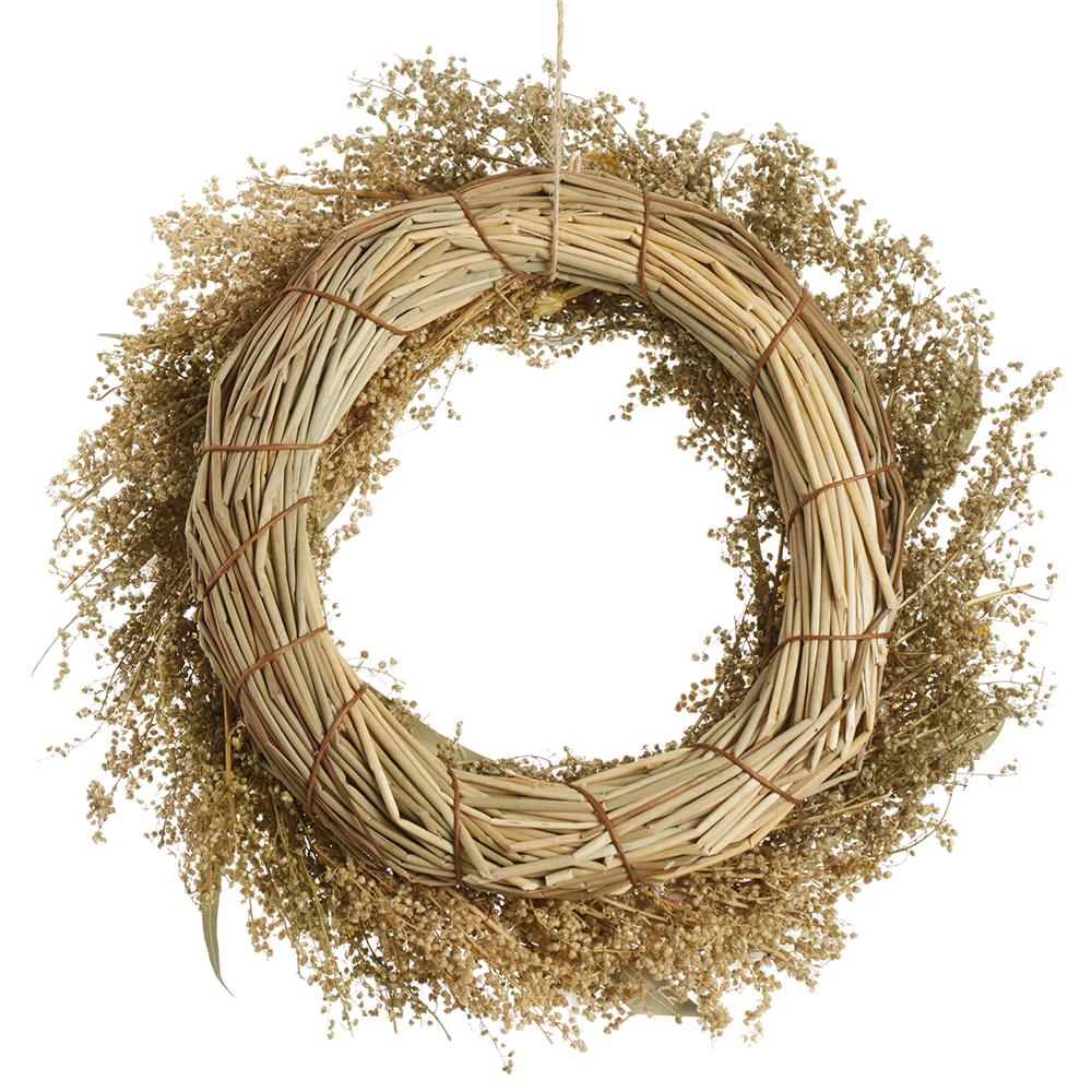 6.5" Preserved Daisy & Yarrow Flower Wreath -Yellow/White - Image 3