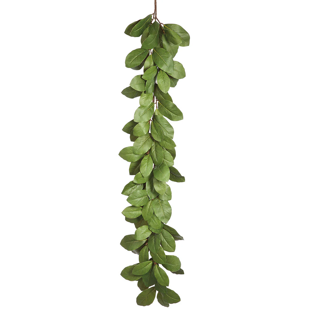 6' Artificial Magnolia Leaf Garland -Green (Pack of 2)