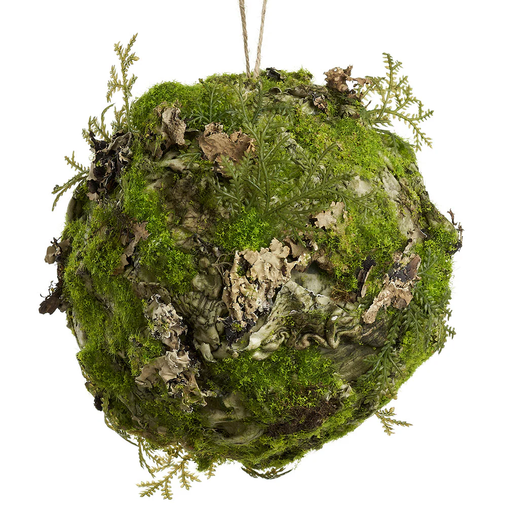 6" Artificial Moss Orb-Shaped Topiary -Green (Pack of 6)