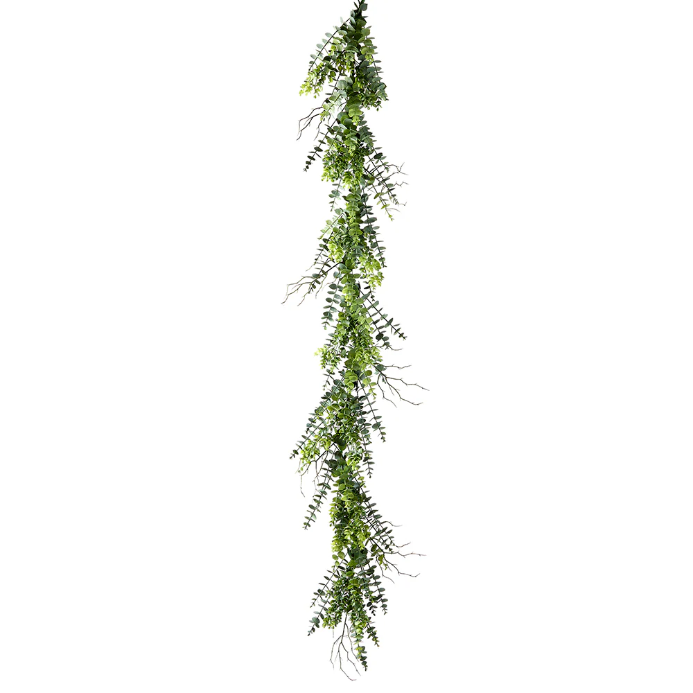 6' Artificial Plastic Eucalyptus Leaf Garland -Green/Gray (Pack of 2)