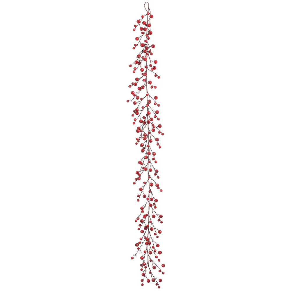6' Artificial Rosehip Garland -Red (Pack of 12)
