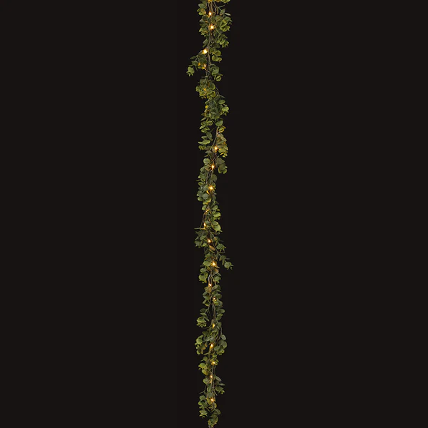 6' Battery Operated Silk Eucalyptus Leaf Garland -Green (Pack of 6) - Image 2