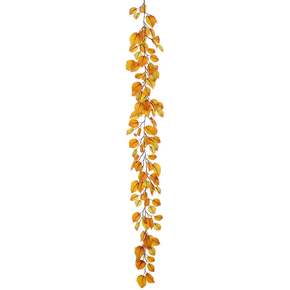 6' Beech Leaf Silk Garland -Mustard/Green (Pack of 6)