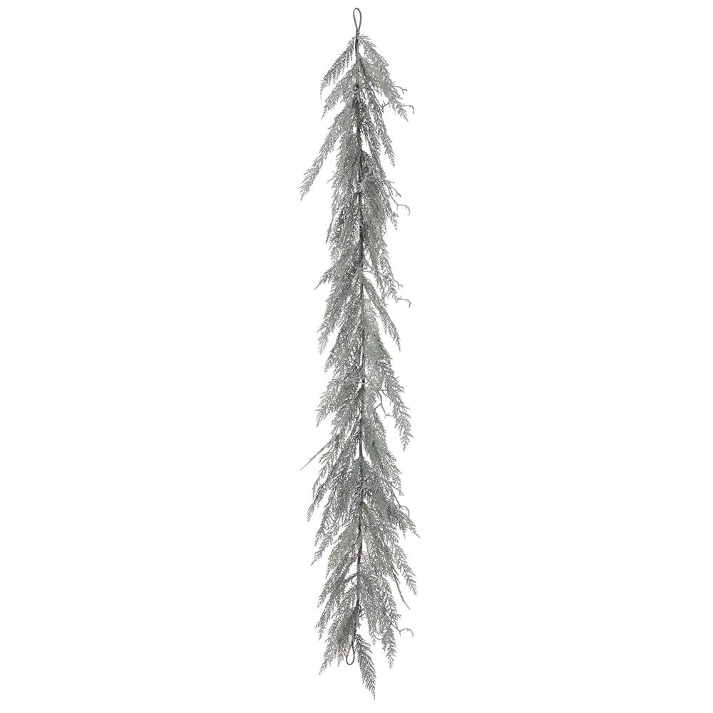 6' Frosted Cedar & Twig Artificial Garland -Green/Gray (Pack of 6)
