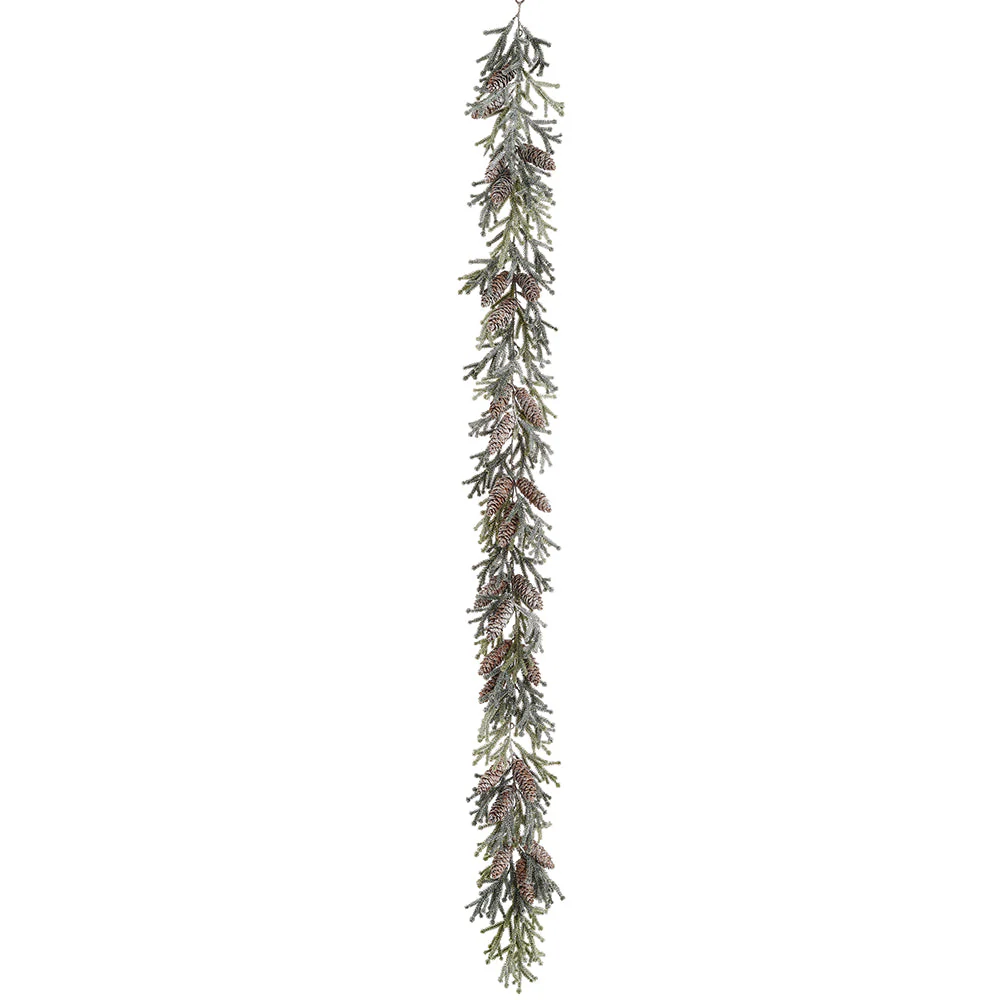 6' Frosted Pine & Pinecone Artificial Garland -Green/Brown (Pack of 4)