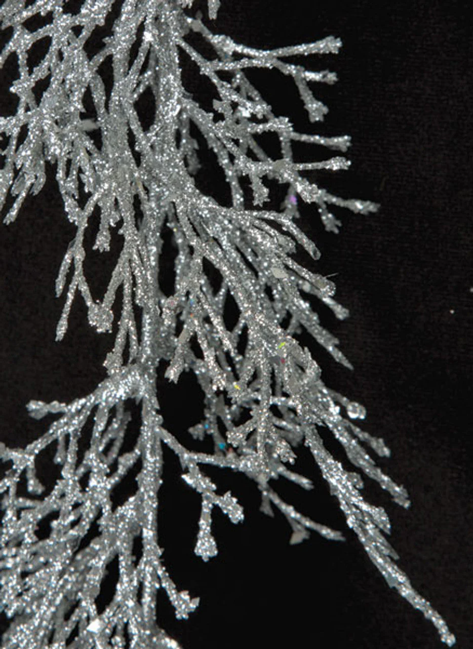 6' Glittered Artificial Coral Garland -Silver (Pack of 12) - Image 2
