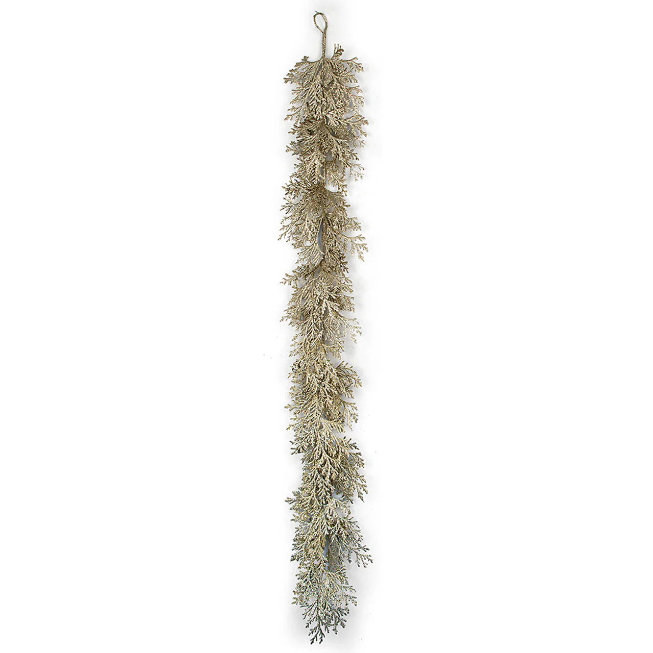 6' Glittered Artificial Cypress Garland -Champagne/Gold (Pack of 6)