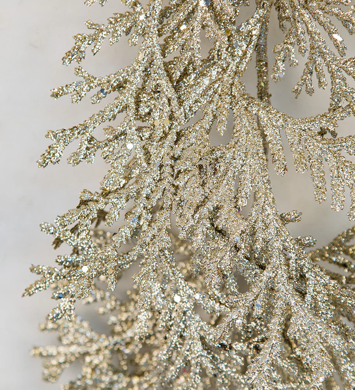 6' Glittered Artificial Cypress Garland -Champagne/Gold (Pack of 6) - Image 2
