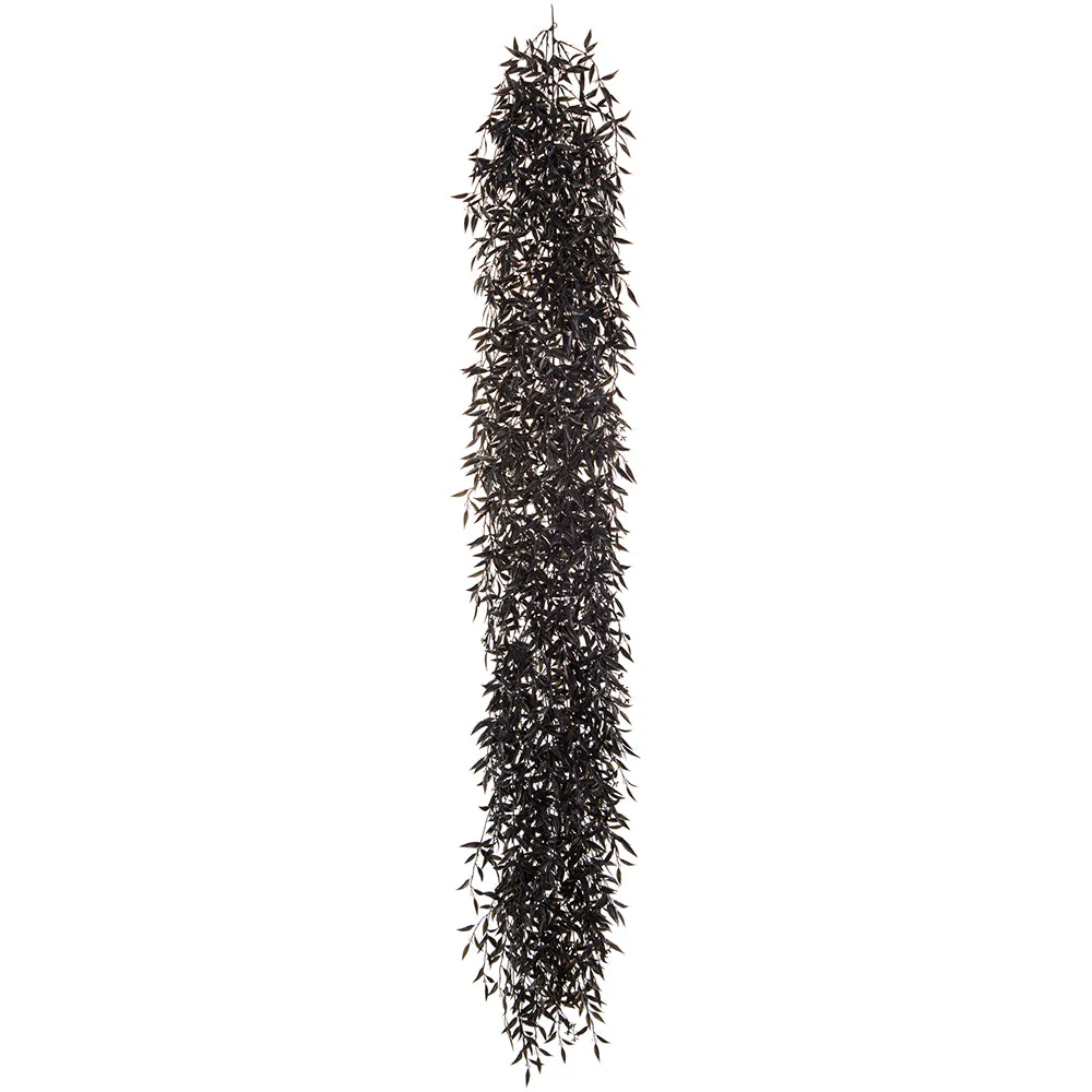 6' Glittered Artificial Eucalyptus Leaf Garland -Black (Pack of 2)