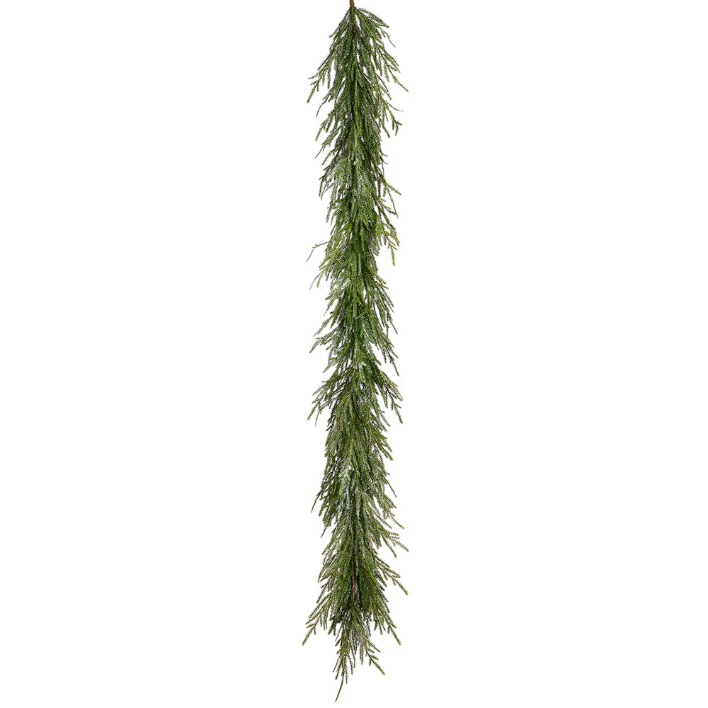 6' Glittered Cypress Double Artificial Garland -Green (Pack of 2)