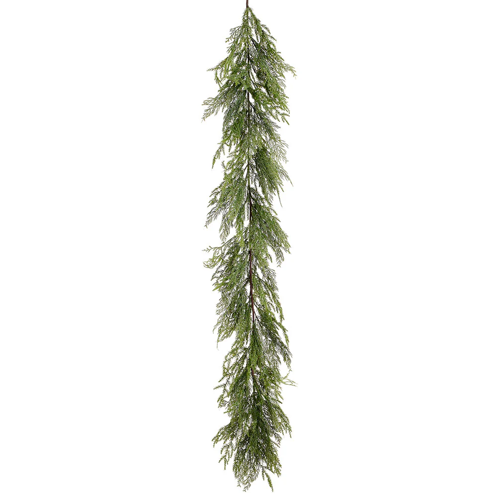 6' Glittered Deluxe Mixed Cedar Artificial Garland -Green (Pack of 6)