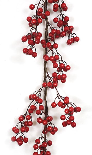 6' Gooseberry Artificial Garland -Red (Pack of 3) - Image 2