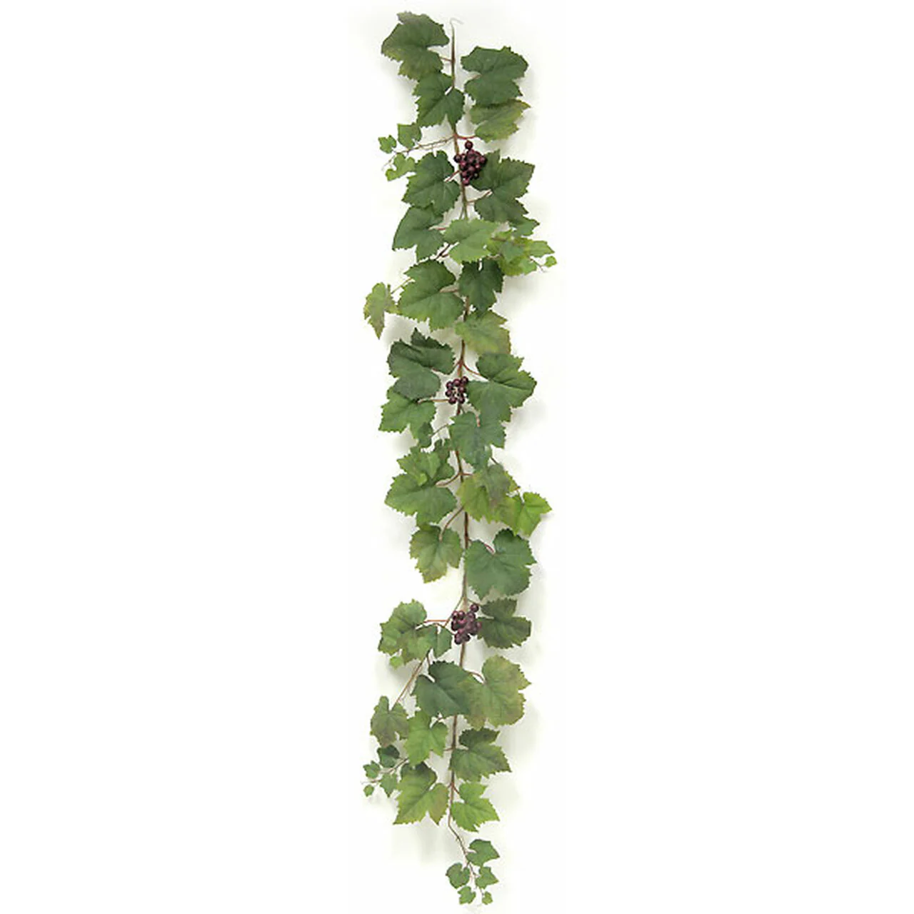 6' Grape Leaf Silk Garland With Grape Clusters -Green/Burgundy (Pack of 4)