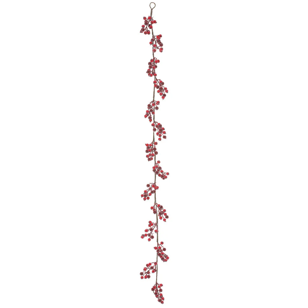 6' Iced Artificial Berry Garland -Red (Pack of 4)
