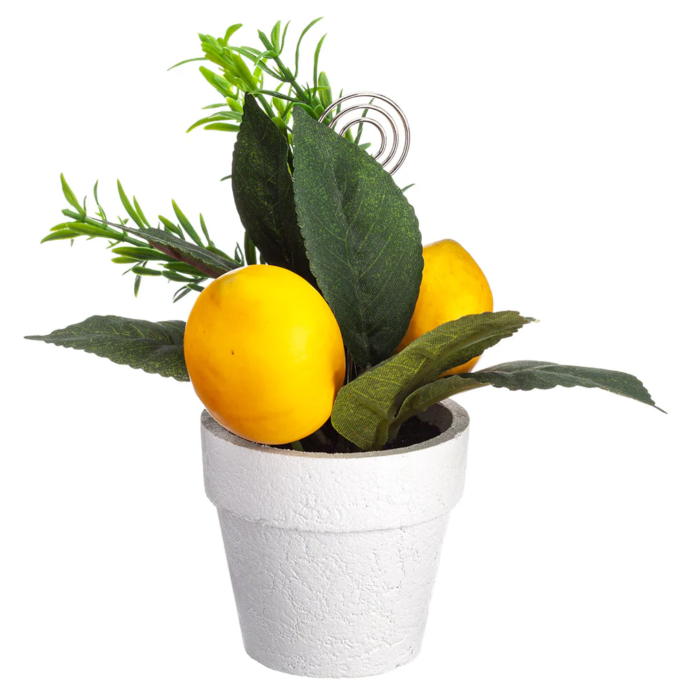 6" Lemon Silk Arrangement w/Paper Pot & Card Holder -Yellow (Pack of 6)