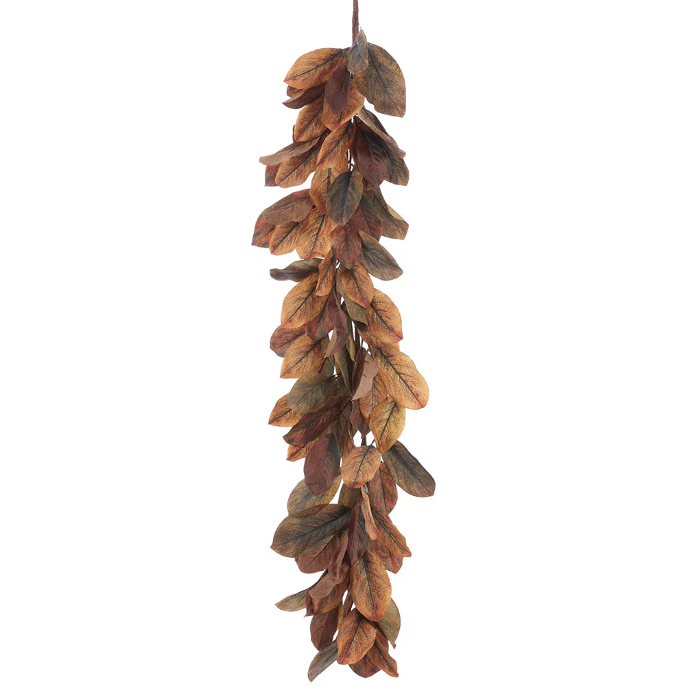 6' Magnolia Leaf Silk Garland -Brown/Green (Pack of 2)