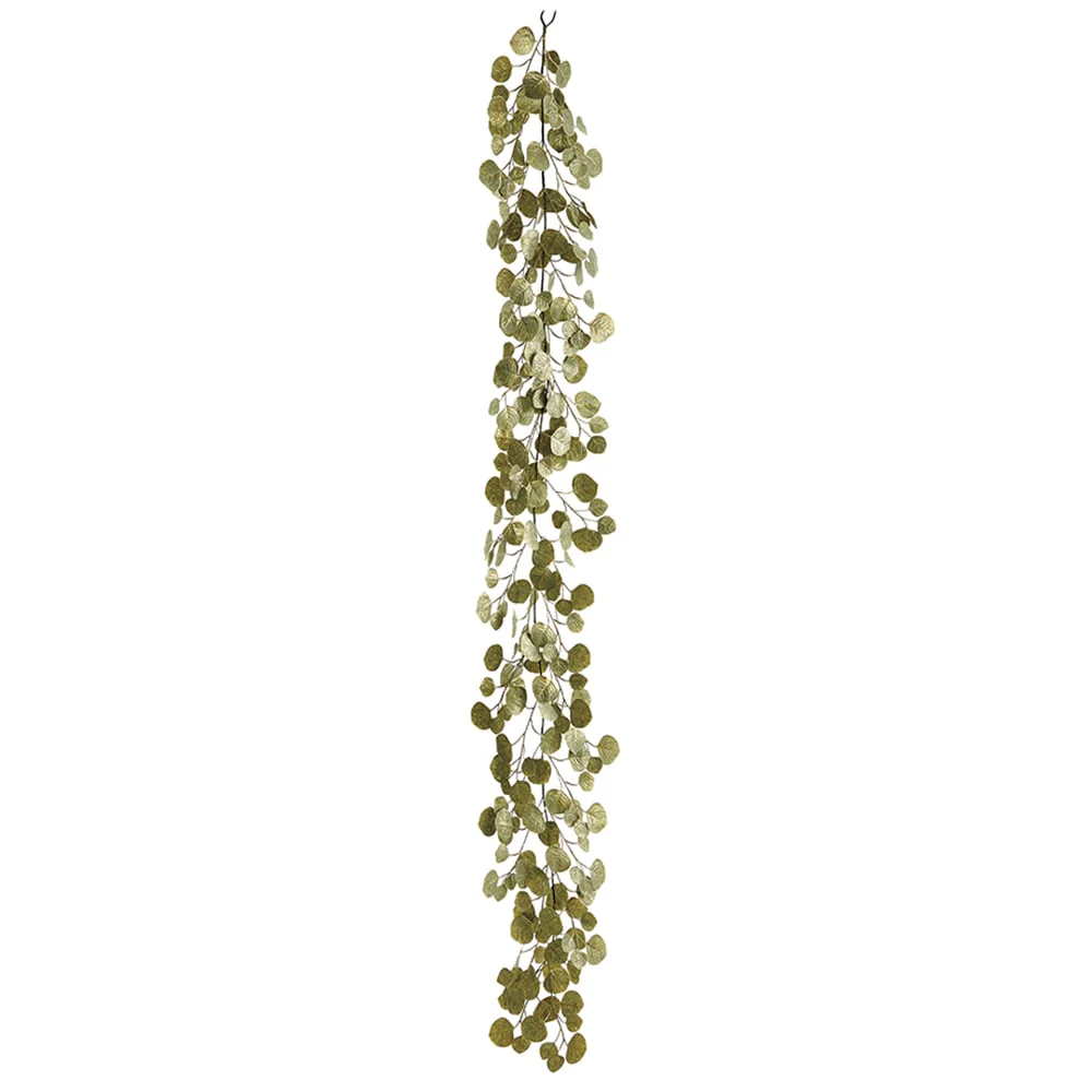 6' Metallic Artificial Eucalyptus Leaf Garland -Green/Gold (Pack of 4)