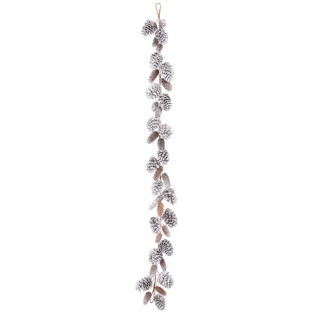 6' Mixed Flocked Pinecone Artificial Garland -White (Pack of 6)