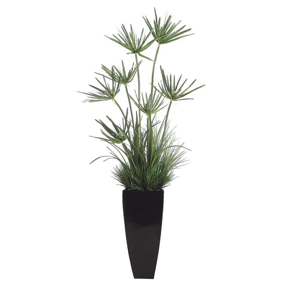6' Mixed Papyrus Grass Silk Plant w/Resin Container -Green