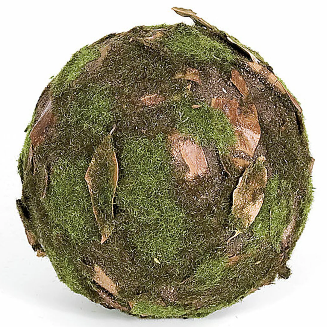 6" Moss & Leaf Ball-Shaped Artificial Foam Topiary -Green/Brown (Pack of 6)