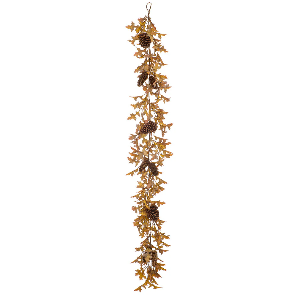6' Oak Leaf & Pinecone Silk Garland -Brown/Fall (Pack of 6)