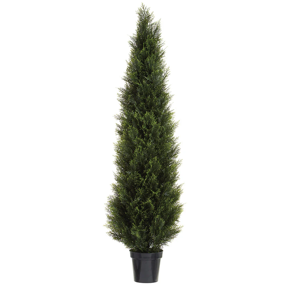6' Outdoor UV-Resistant Artificial Cedar Cone-Shaped Topiary -Green