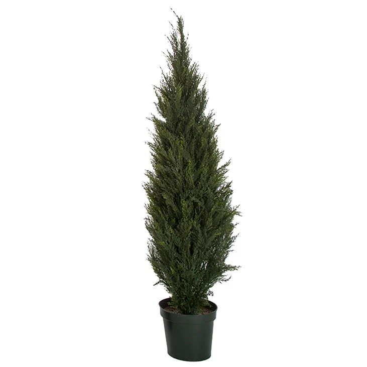 6' Outdoor UV-Resistant Artificial Cypress Cone-Shaped Topiary Tree -Green