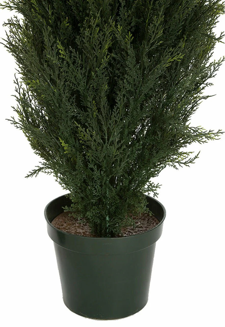6' Outdoor UV-Resistant Artificial Cypress Cone-Shaped Topiary Tree -Green - Image 3