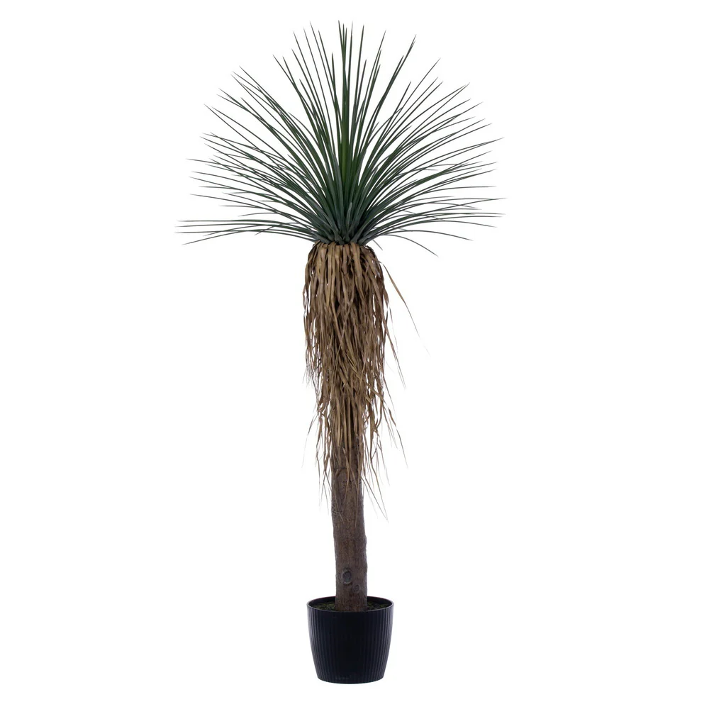 6' Outdoor UV-Resistant Artificial Nolina Ponytail Palm Plant w/Planter -Green