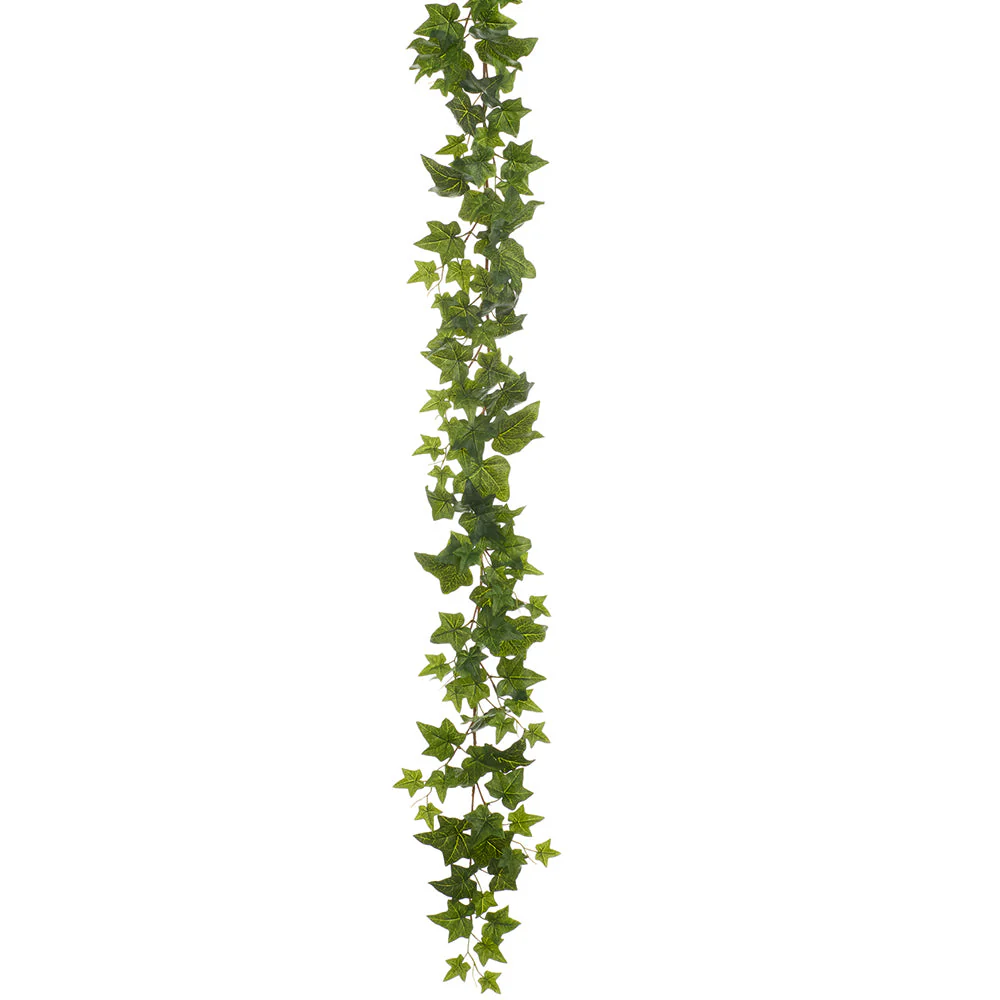 6' Outdoor UV-Resistant Artificial Real Touch Puff Ivy Leaf Garland -Green (Pack of 6)