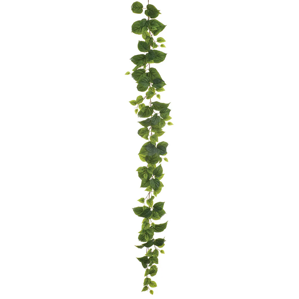 6' Outdoor UV-Resistant Artificial Real Touch Puff Philo Leaf Garland -Green (Pack of 6)