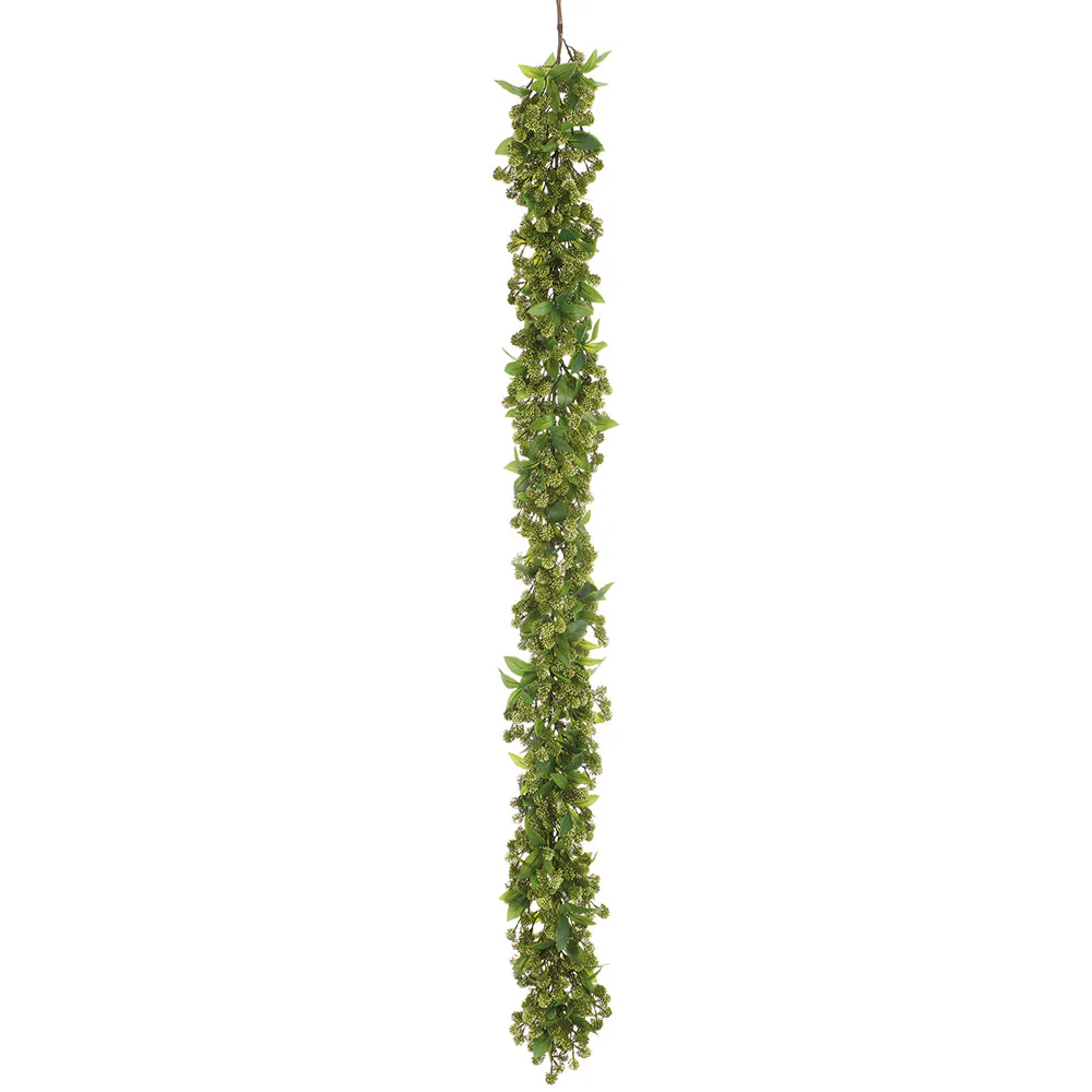 6' PE Artificial Flowering Sedum Garland -Cream/Green (Pack of 2)
