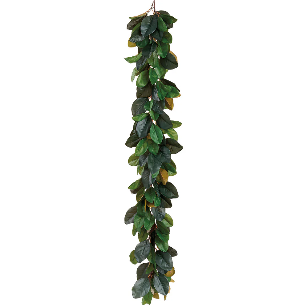6' PE Artificial Magnolia Leaf Garland -Green (Pack of 2)