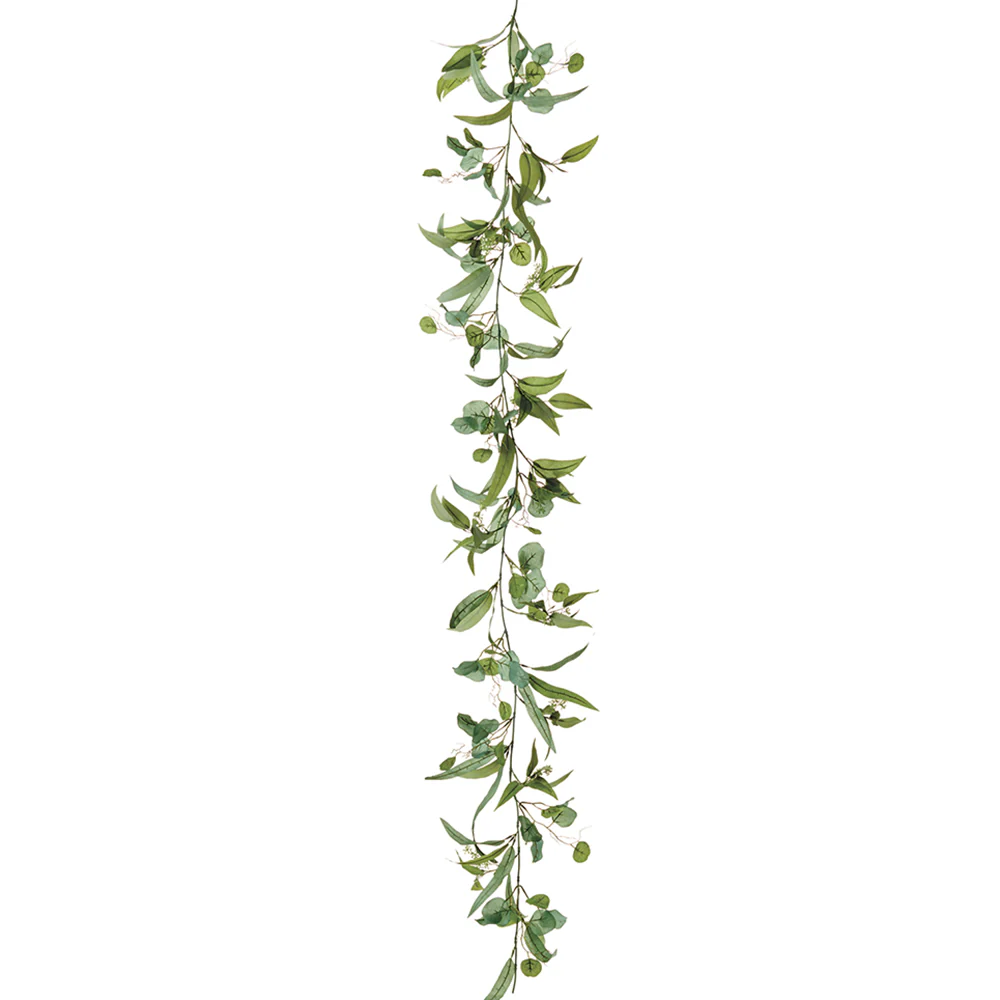 6' Silk Eucalyptus Leaf Garland -Green/Gray (Pack of 6)