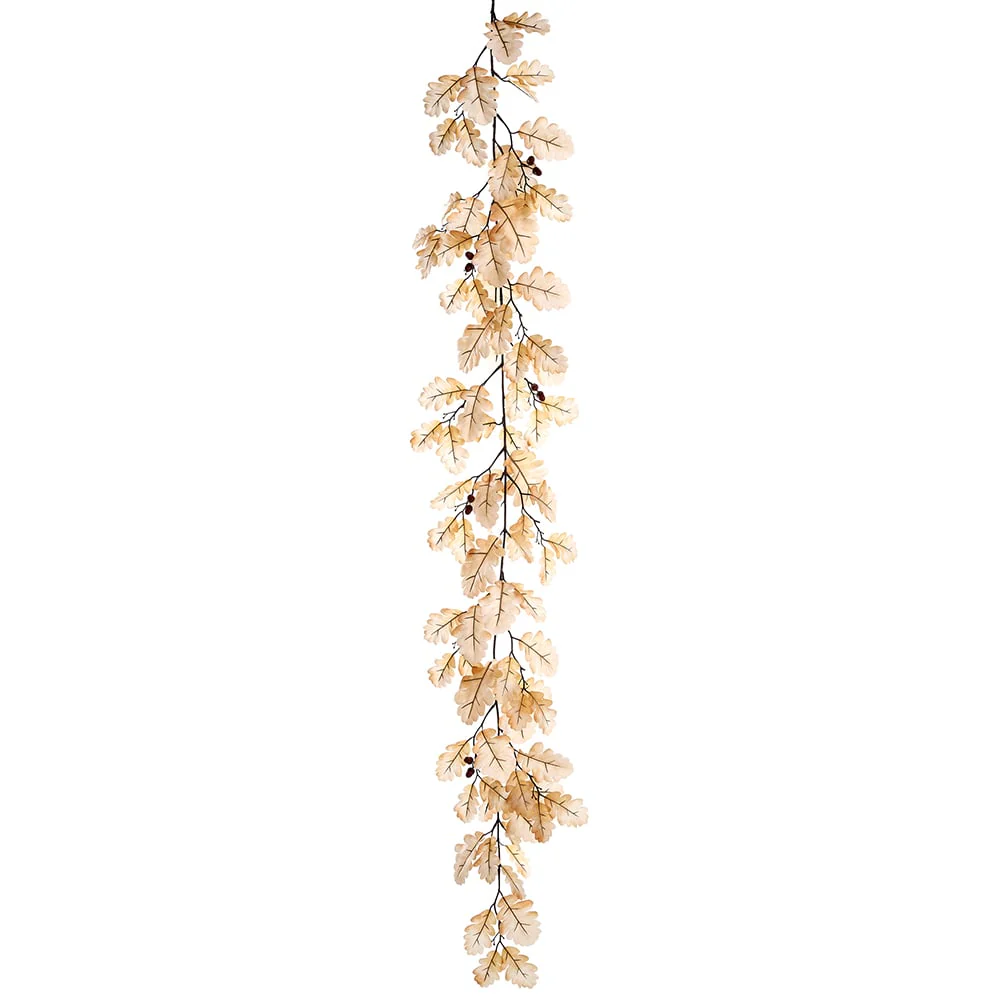 6' Silk Oak Leaf Garland -Beige (Pack of 6)