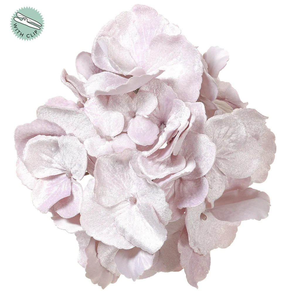 6" Velvet Artificial Hydrangea Clip-On Flower -Mauve (Pack of 12)