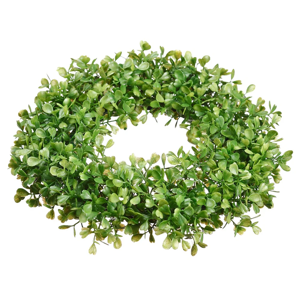 6" Wide Artificial Boxwood Candle Ring Holder -Green (Pack of 6)