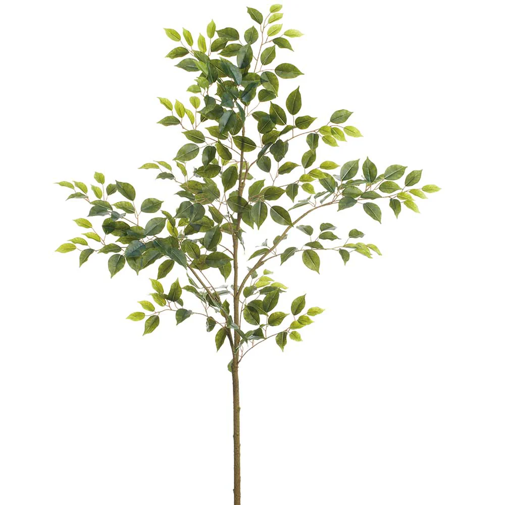 60" Ficus Leaf Silk Stem Branch -Green (Pack of 6)