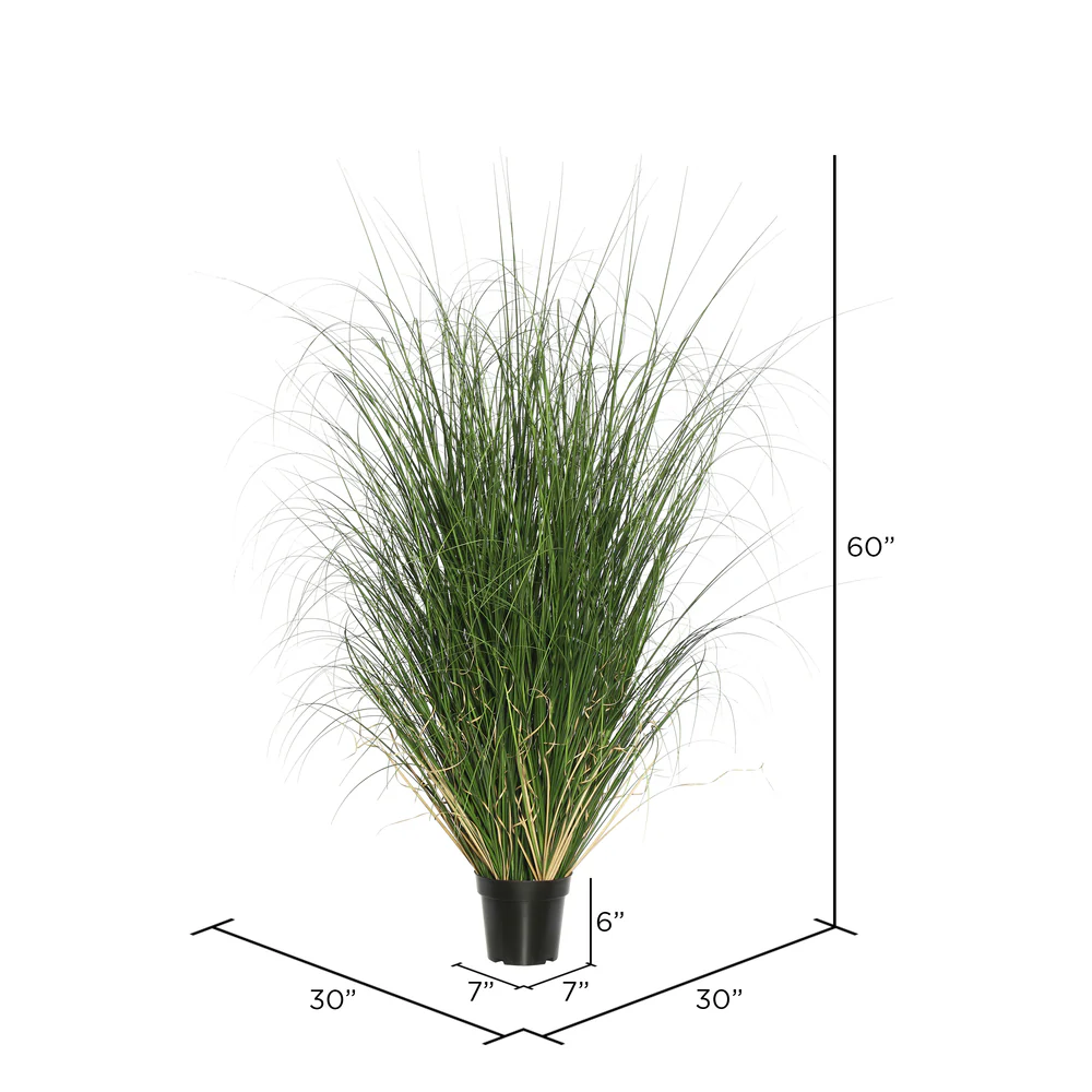 60" IFR PVC Curled Grasss Artificial Plant w/Pot -Green - Image 2