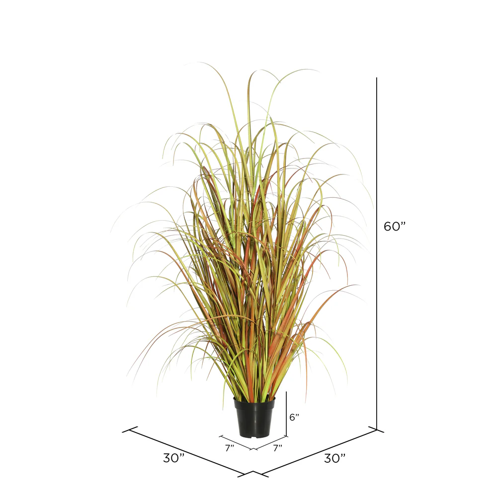 60" IFR PVC Mixed Grass Artificial Plant w/Pot -2 Tone Brown - Image 5